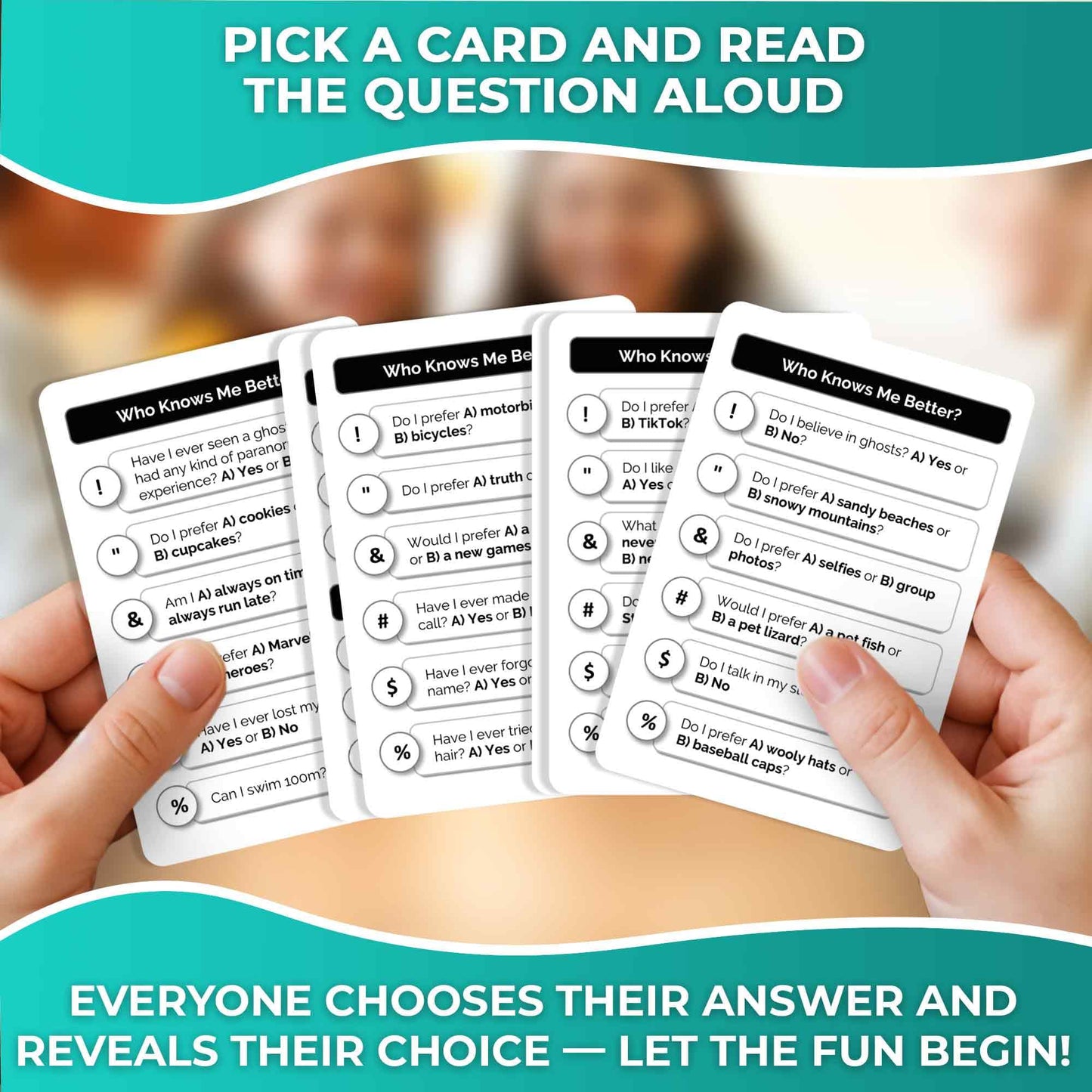 QUOKKA Board Games for Kids 8-12 – Family Games for Kids and Adults – Trivia Cards for Family Game Night – Who Knows Me Better – 500+ Questions – Fun Card Game for Families and Teens