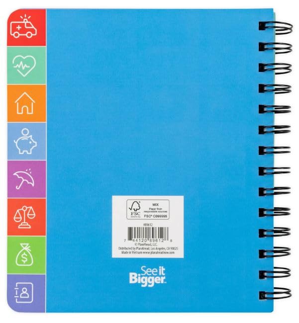 See it Bigger Life & Care Directory Planner | 7x7.5 | Track: Emergency Info. - Passwords - Utilities - Finances - Health