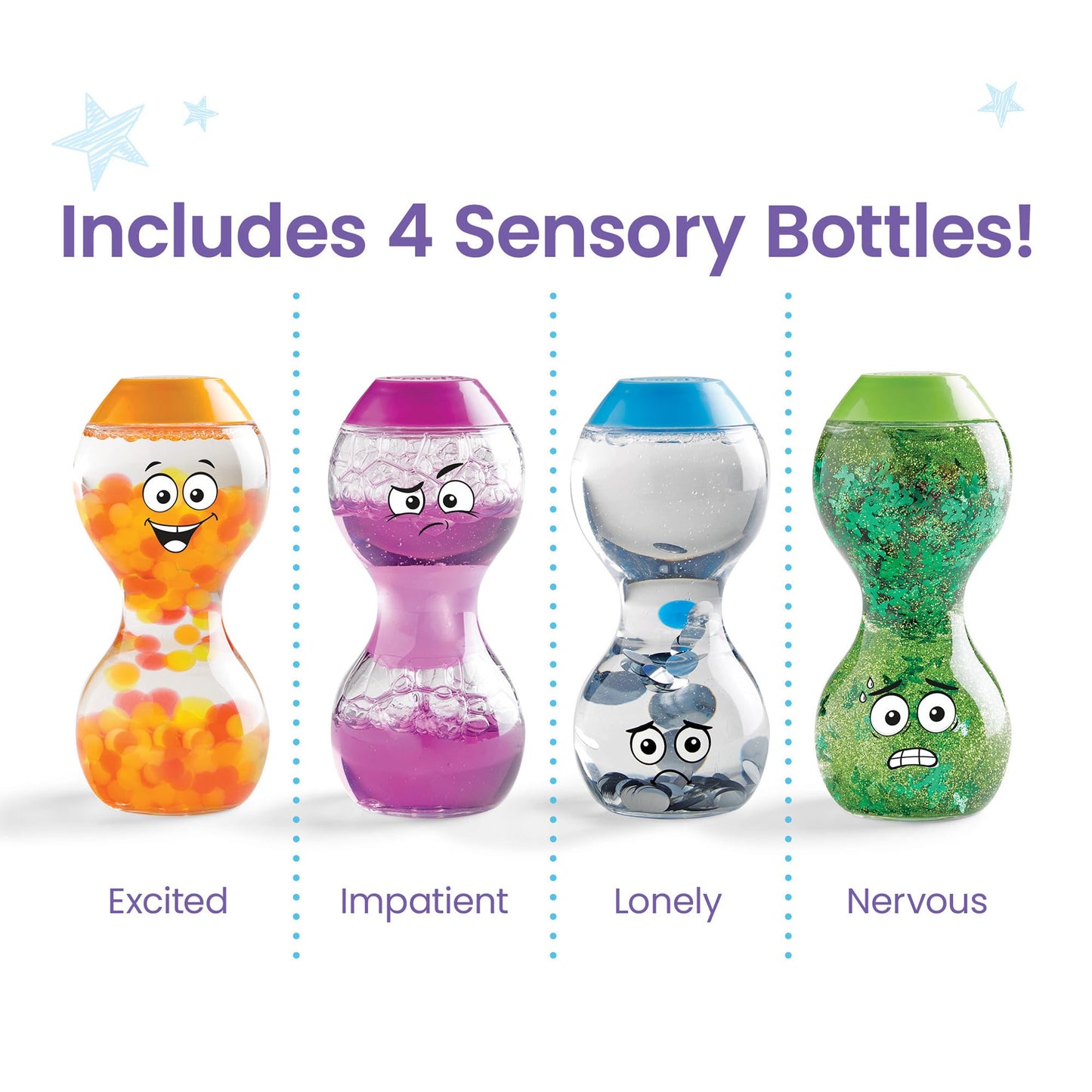hand2mind Express Your Feelings Sensory Bottles- Secondary Emotions, Toddler Sensory Toys, Quiet Fidgets for Classroom, Calm Down Corner Supplies, Social Emotional Learning, Mindfulness for Kids