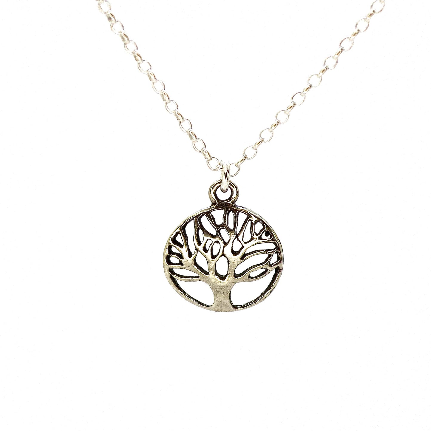 Tree of Life Pendant Necklace for women, Sterling silver 925 round small pendant, Dainty necklace for girls, Silver family tree pendant, Everyday necklace