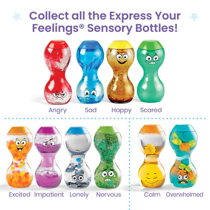 hand2mind Express Your Feelings Sensory Bottles- Secondary Emotions, Toddler Sensory Toys, Quiet Fidgets for Classroom, Calm Down Corner Supplies, Social Emotional Learning, Mindfulness for Kids
