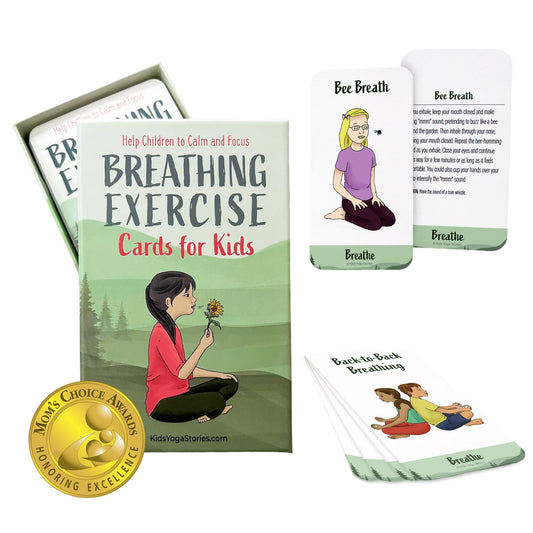 Breathing Exercise Cards for Kids, Deck for Classroom, Calm Down Corner Kit, Sensory Room, Social Emotional Yoga Games for Kids, Mindfulness Tools for Play Therapy, or Relaxation