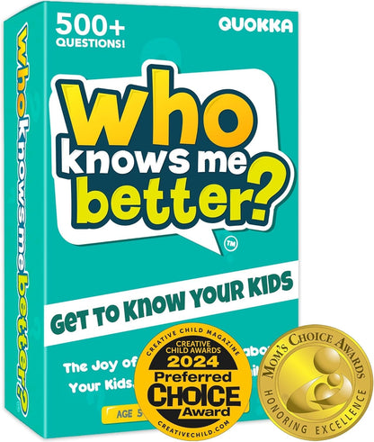 QUOKKA Board Games for Kids 8-12 – Family Games for Kids and Adults – Trivia Cards for Family Game Night – Who Knows Me Better – 500+ Questions – Fun Card Game for Families and Teens