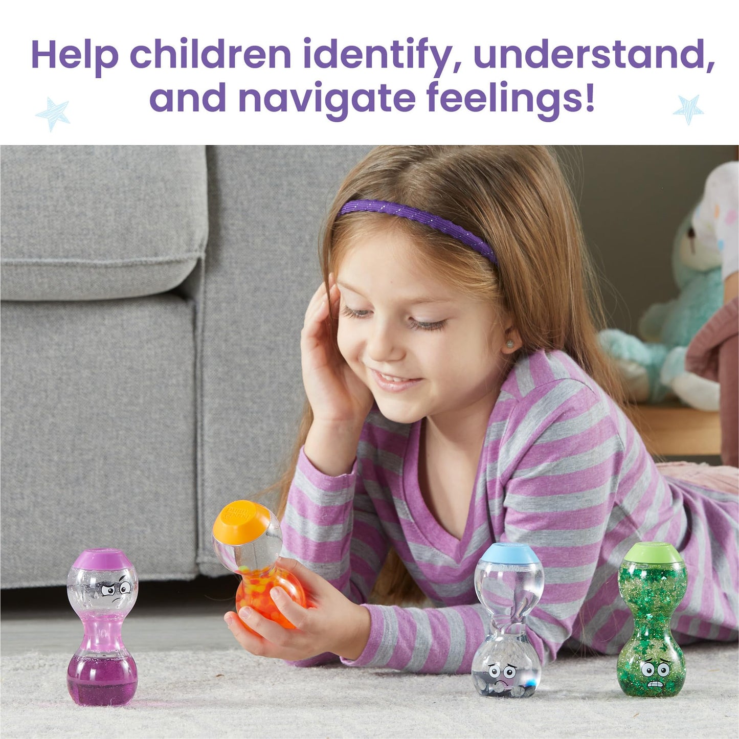 hand2mind Express Your Feelings Sensory Bottles- Secondary Emotions, Toddler Sensory Toys, Quiet Fidgets for Classroom, Calm Down Corner Supplies, Social Emotional Learning, Mindfulness for Kids