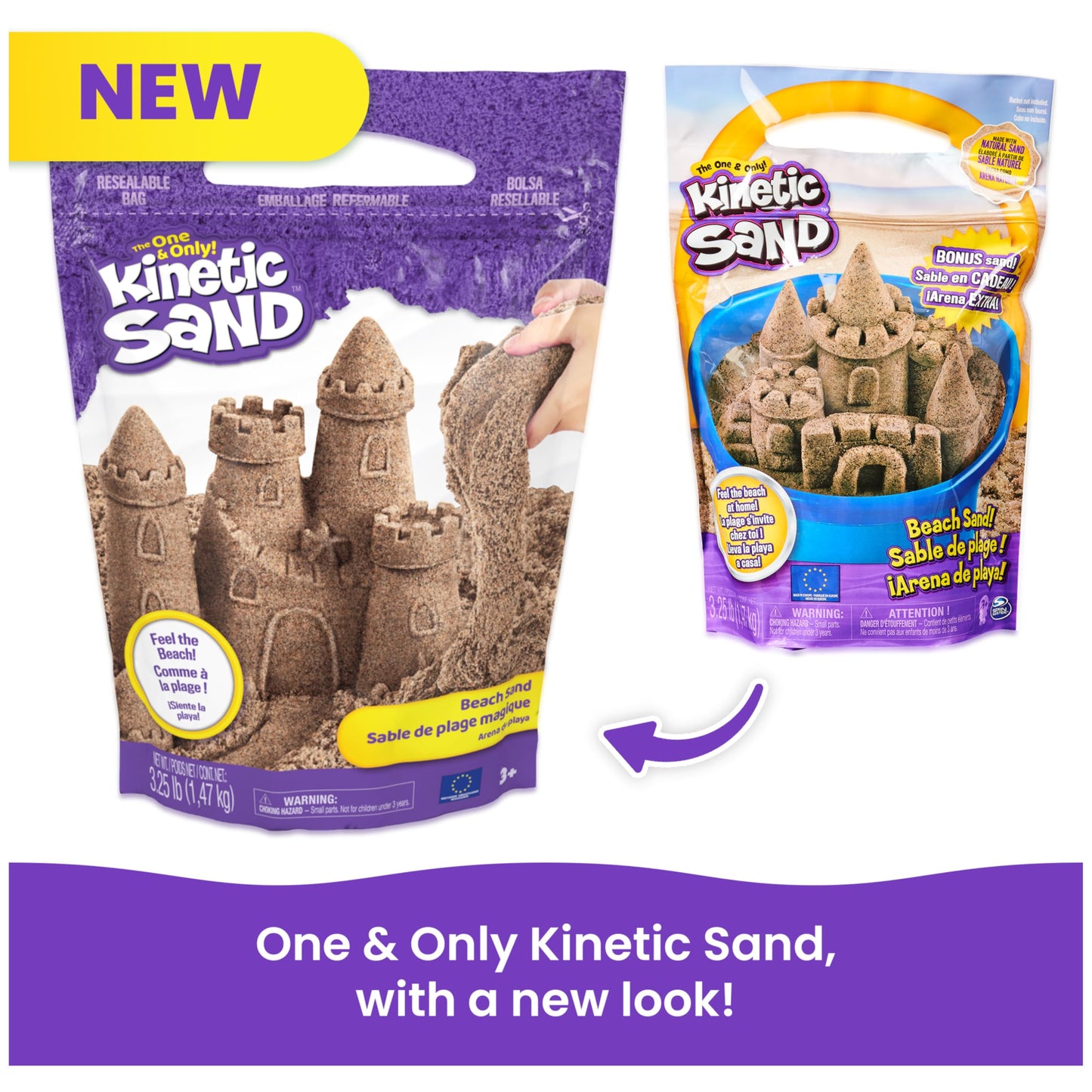 Kinetic Sand, 3.25lbs Beach Play Sand, Amazon Exclusive, Easter Basket Stuffers, Moldable Sensory Toys for Kids, Resealable Bag (Packaging May Vary)