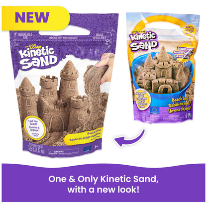 Kinetic Sand, 3.25lbs Beach Play Sand, Amazon Exclusive, Easter Basket Stuffers, Moldable Sensory Toys for Kids, Resealable Bag (Packaging May Vary)