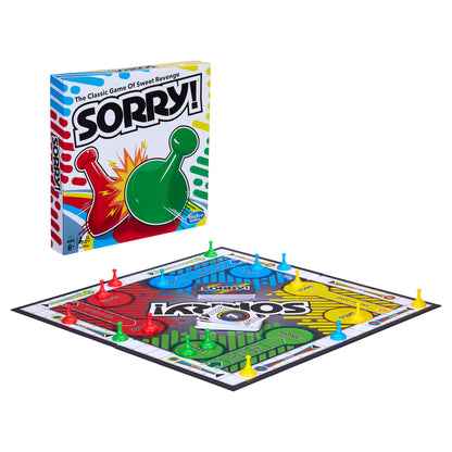 Sorry! Board Game for Kids Ages 6 and Up; Classic Hasbro Board Game; Each Player Gets 4 Pawns; Family Game