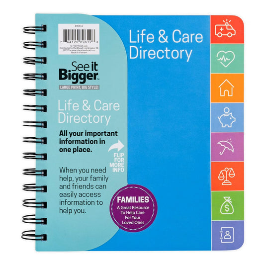 See it Bigger Life & Care Directory Planner | 7x7.5 | Track: Emergency Info. - Passwords - Utilities - Finances - Health