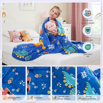 HOSUKKO Weighted Blanket - 10 lbs Blue Dinosaur Heavy Lap Indoor - Breathable Blanket(50 * 60 inches, 10 lbs)