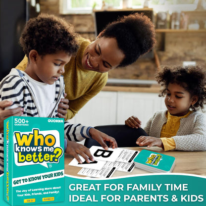 QUOKKA Board Games for Kids 8-12 – Family Games for Kids and Adults – Trivia Cards for Family Game Night – Who Knows Me Better – 500+ Questions – Fun Card Game for Families and Teens