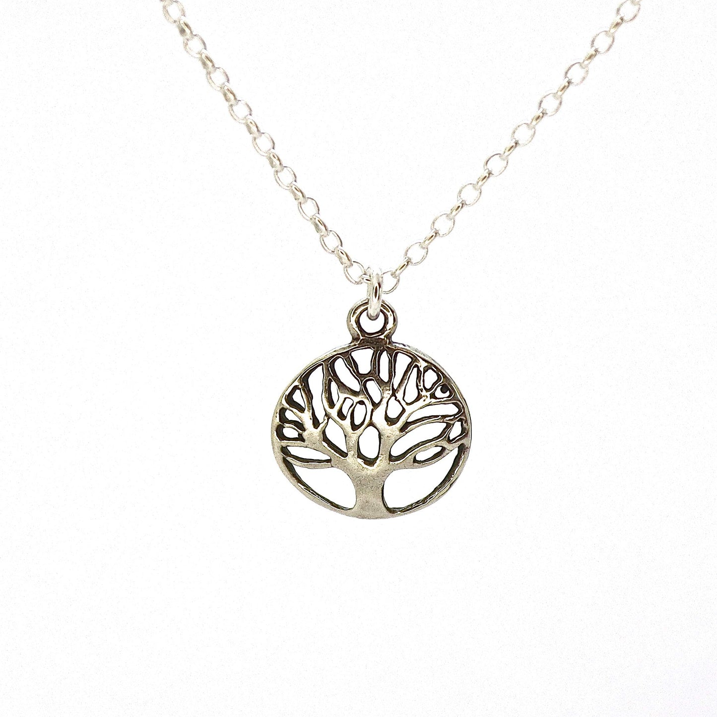 Tree of Life Pendant Necklace for women, Sterling silver 925 round small pendant, Dainty necklace for girls, Silver family tree pendant, Everyday necklace