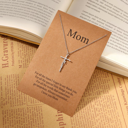 Lcherry Mom Cross Necklace for Women - Birthday Gifts for Mom, Religious Christian Jewelry Mother's Day Gifts for Women
