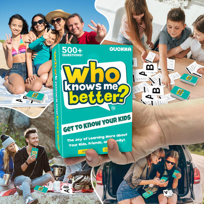 QUOKKA Board Games for Kids 8-12 – Family Games for Kids and Adults – Trivia Cards for Family Game Night – Who Knows Me Better – 500+ Questions – Fun Card Game for Families and Teens