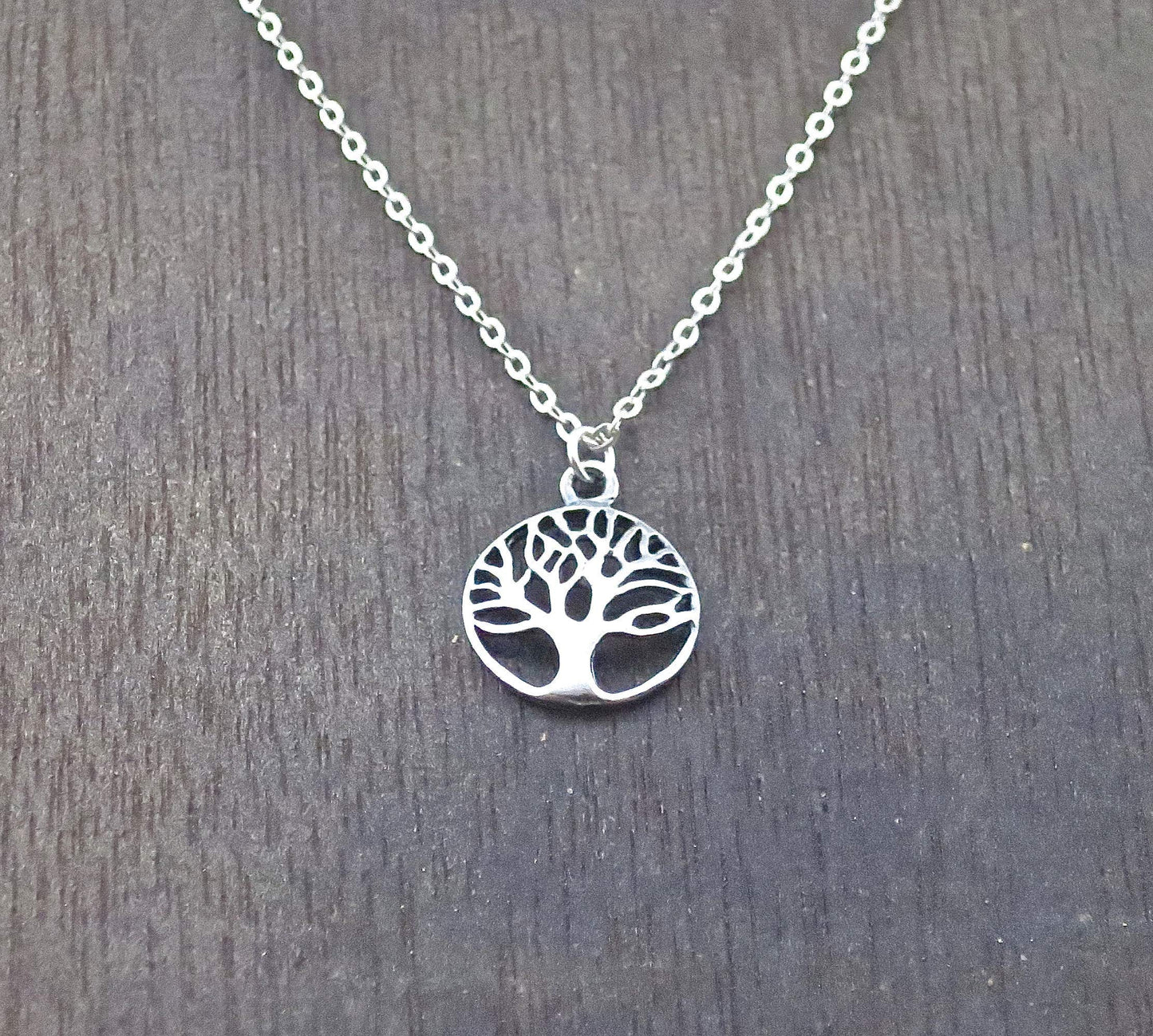 Tree of Life Pendant Necklace for women, Sterling silver 925 round small pendant, Dainty necklace for girls, Silver family tree pendant, Everyday necklace