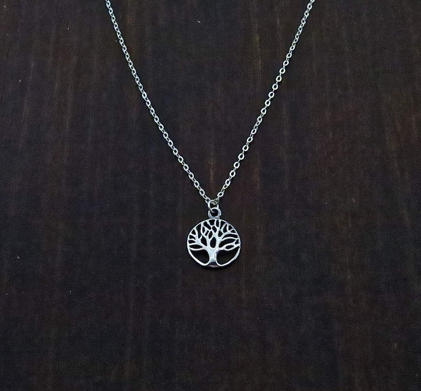 Tree of Life Pendant Necklace for women, Sterling silver 925 round small pendant, Dainty necklace for girls, Silver family tree pendant, Everyday necklace