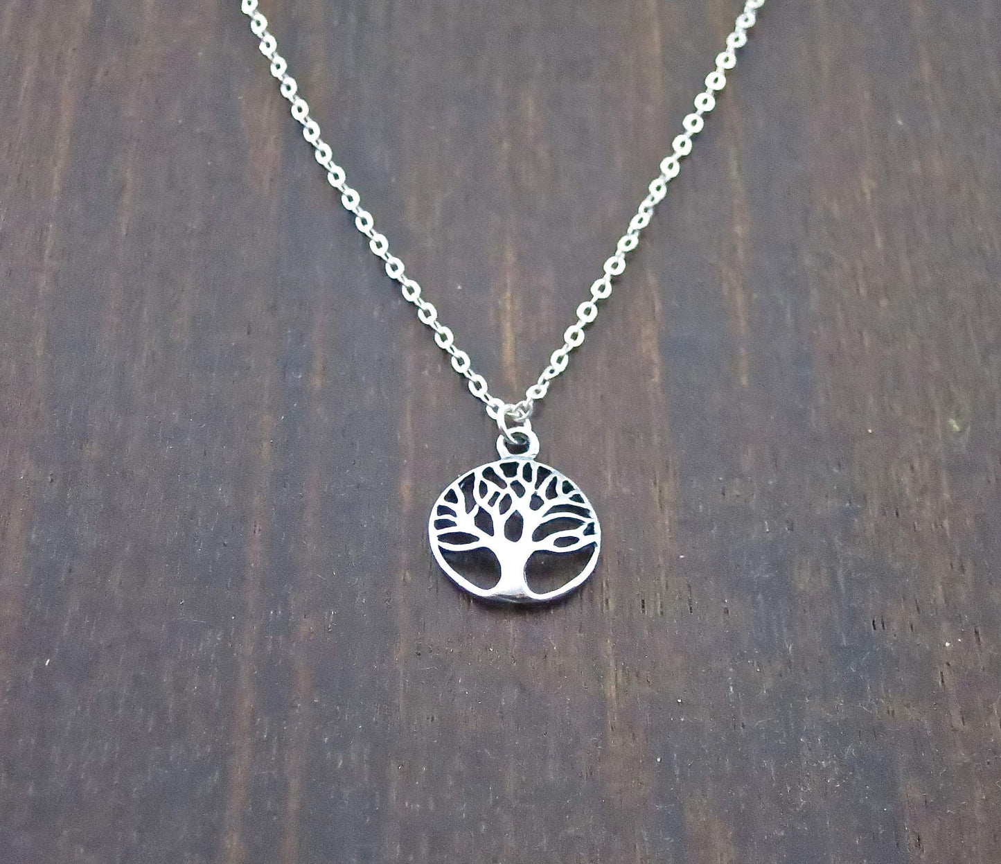 Tree of Life Pendant Necklace for women, Sterling silver 925 round small pendant, Dainty necklace for girls, Silver family tree pendant, Everyday necklace