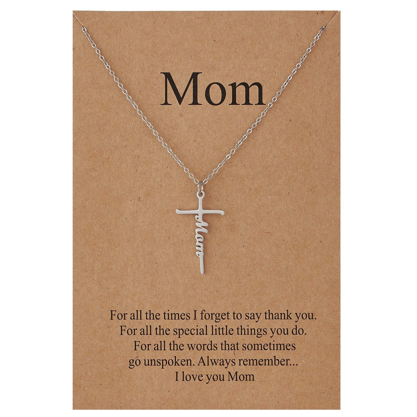 Lcherry Mom Cross Necklace for Women - Birthday Gifts for Mom, Religious Christian Jewelry Mother's Day Gifts for Women