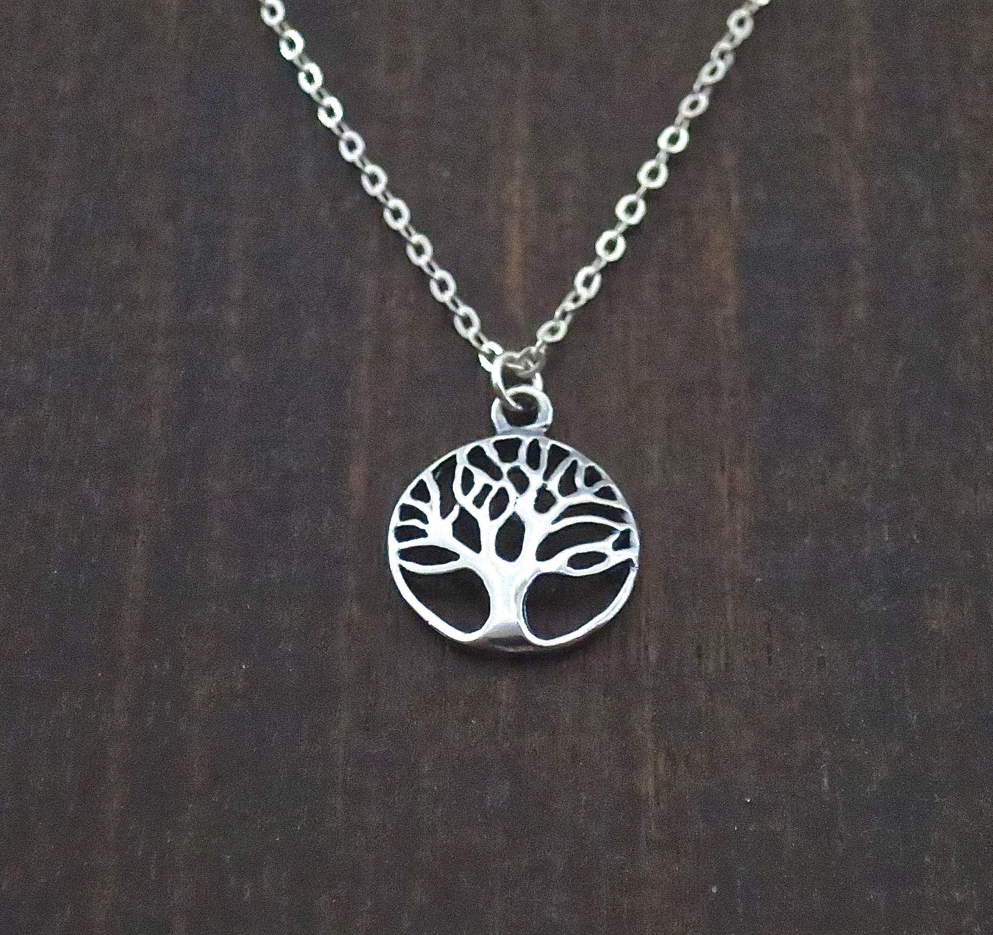 Tree of Life Pendant Necklace for women, Sterling silver 925 round small pendant, Dainty necklace for girls, Silver family tree pendant, Everyday necklace